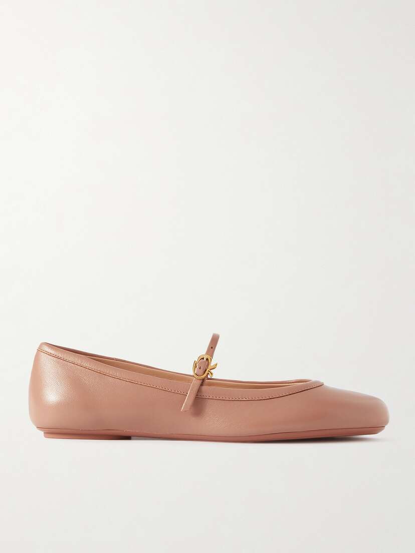 Gianvito Rossi Carla Leather Mary Jane Ballet Flats