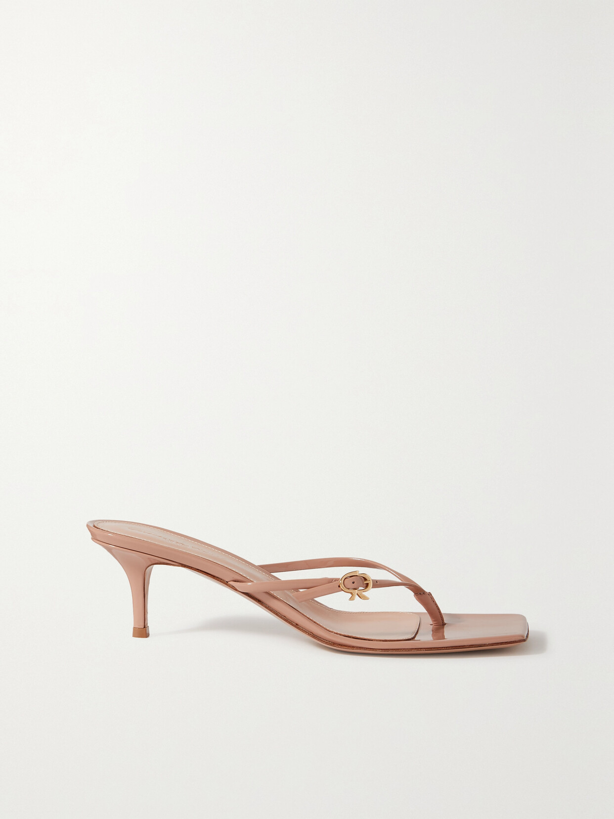 Gianvito Rossi Vernice 55 Patent-leather Mules In Neutrals