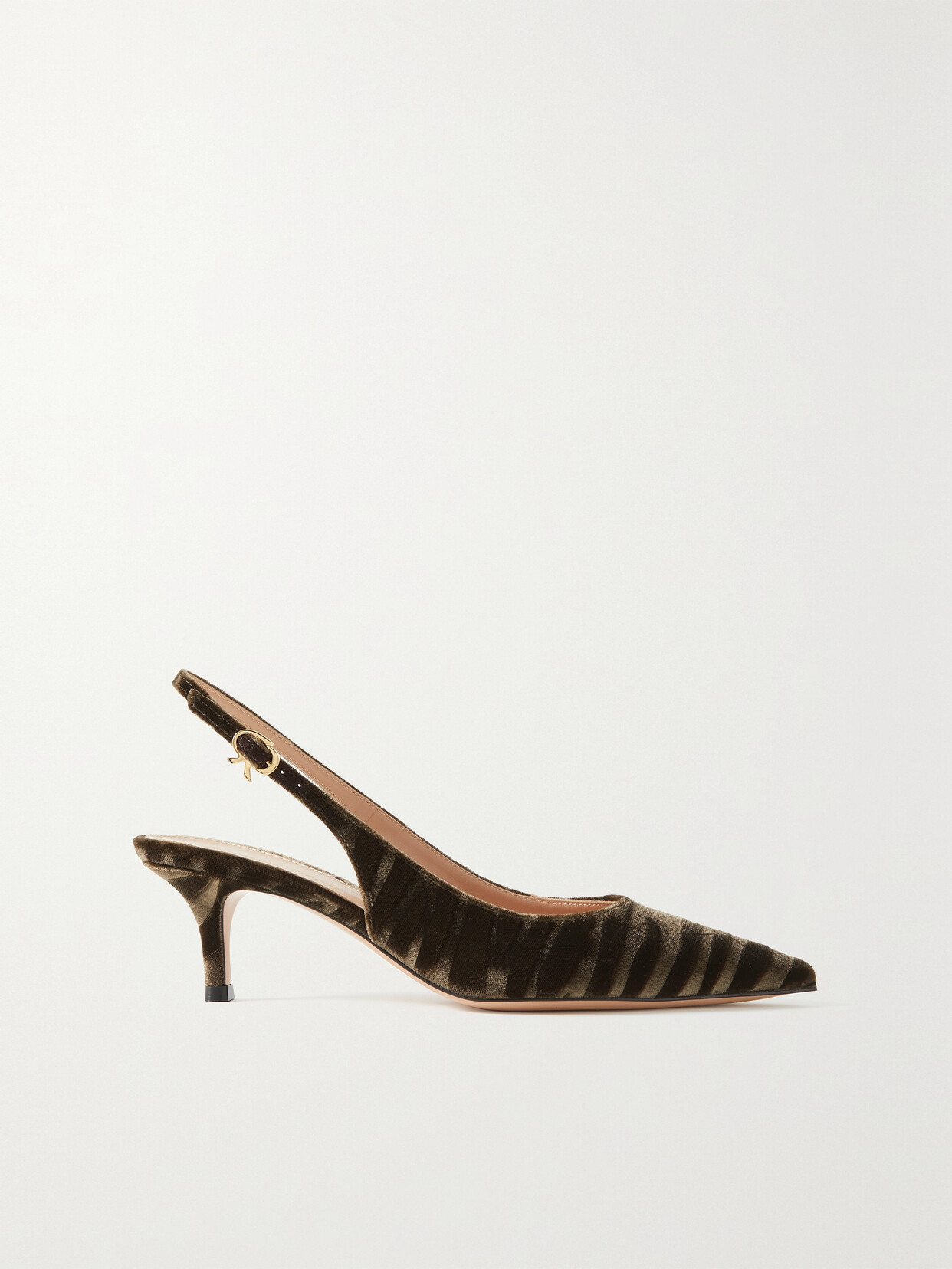 Gianvito Rossi Ribbon 55 Zebra-print Velvet Slingback Pumps In Neutrals