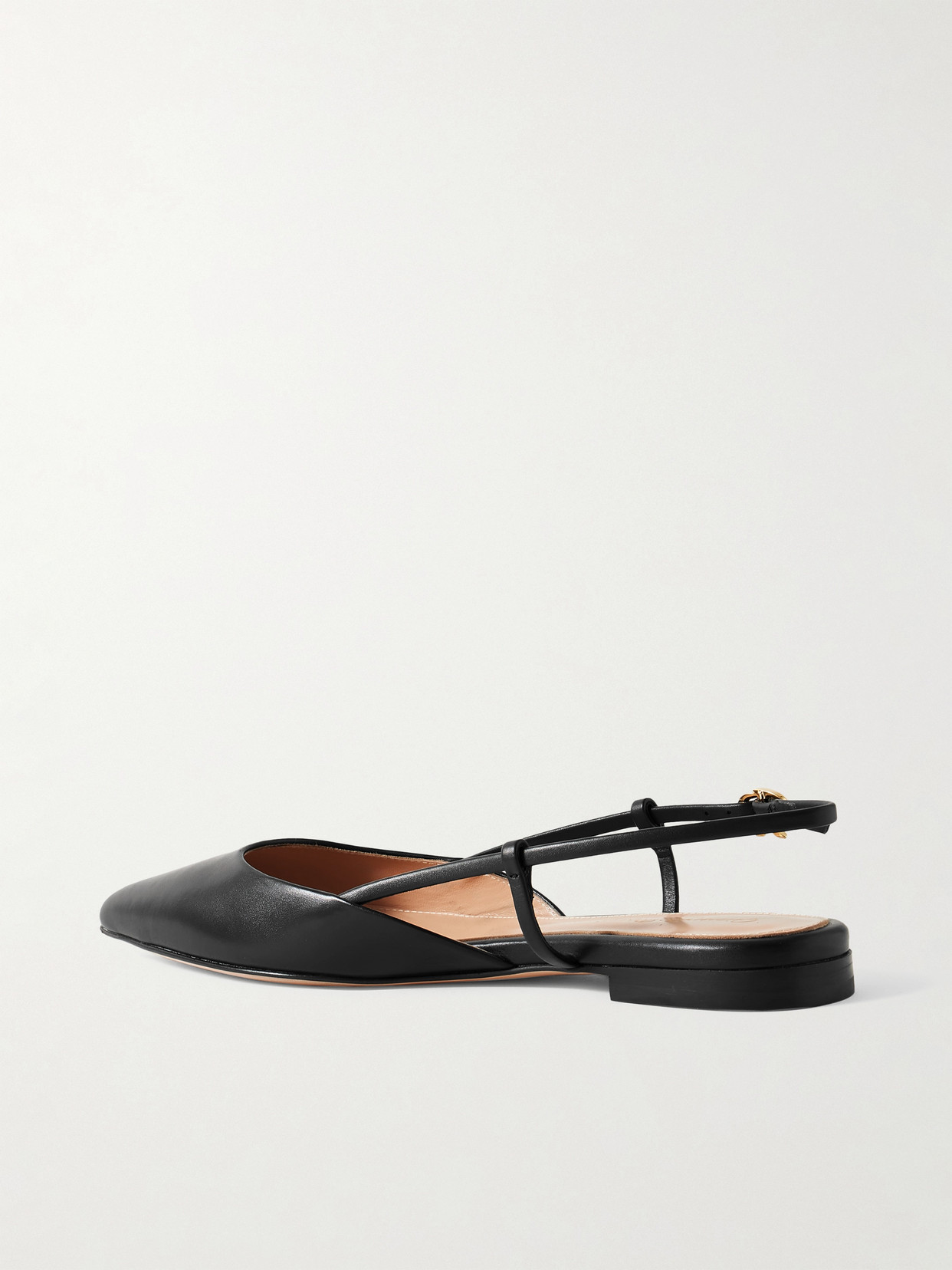 Gianvito Rossi Ascent 05 Leather Slingback Point-toe Flats In Black