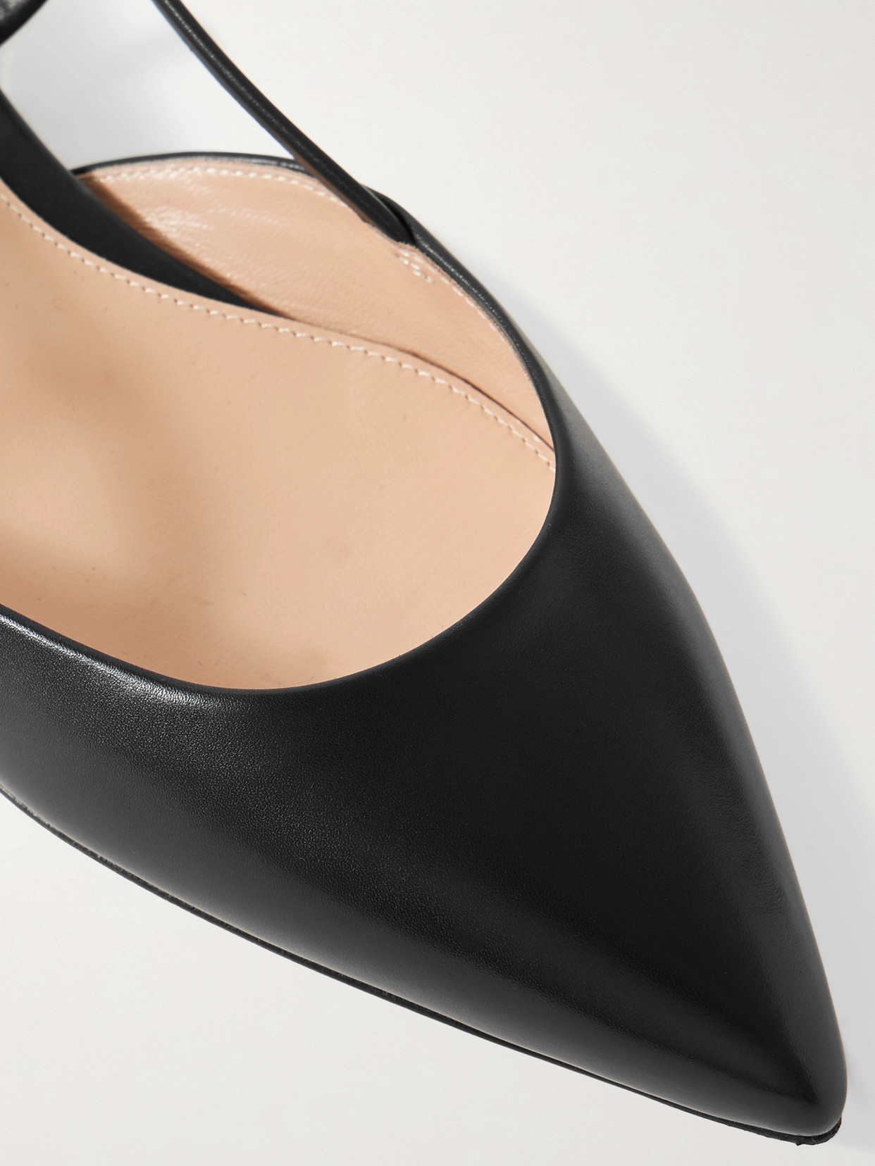 Gianvito Rossi Ascent 05 Leather Slingback Point-toe Flats In Black