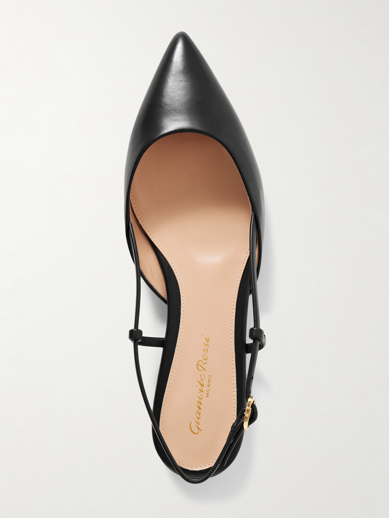 Shop Gianvito Rossi Ascent Leather Point-toe Flats In Black