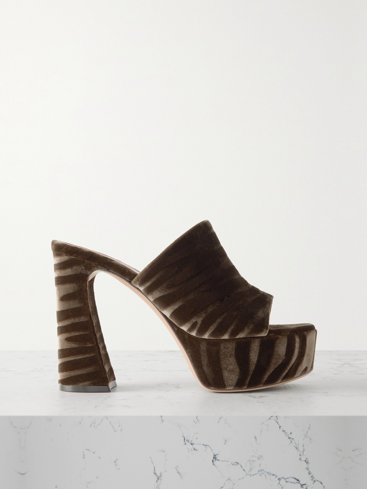 Gianvito Rossi Holly 120 Zebra-print Velvet Platform Mules In Neutrals