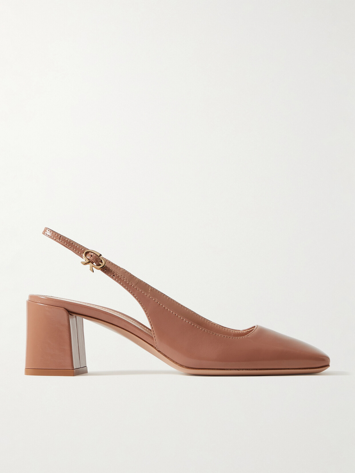 Gianvito Rossi - Nuit 55 Glossed-leather Slingback Pumps - Neutrals