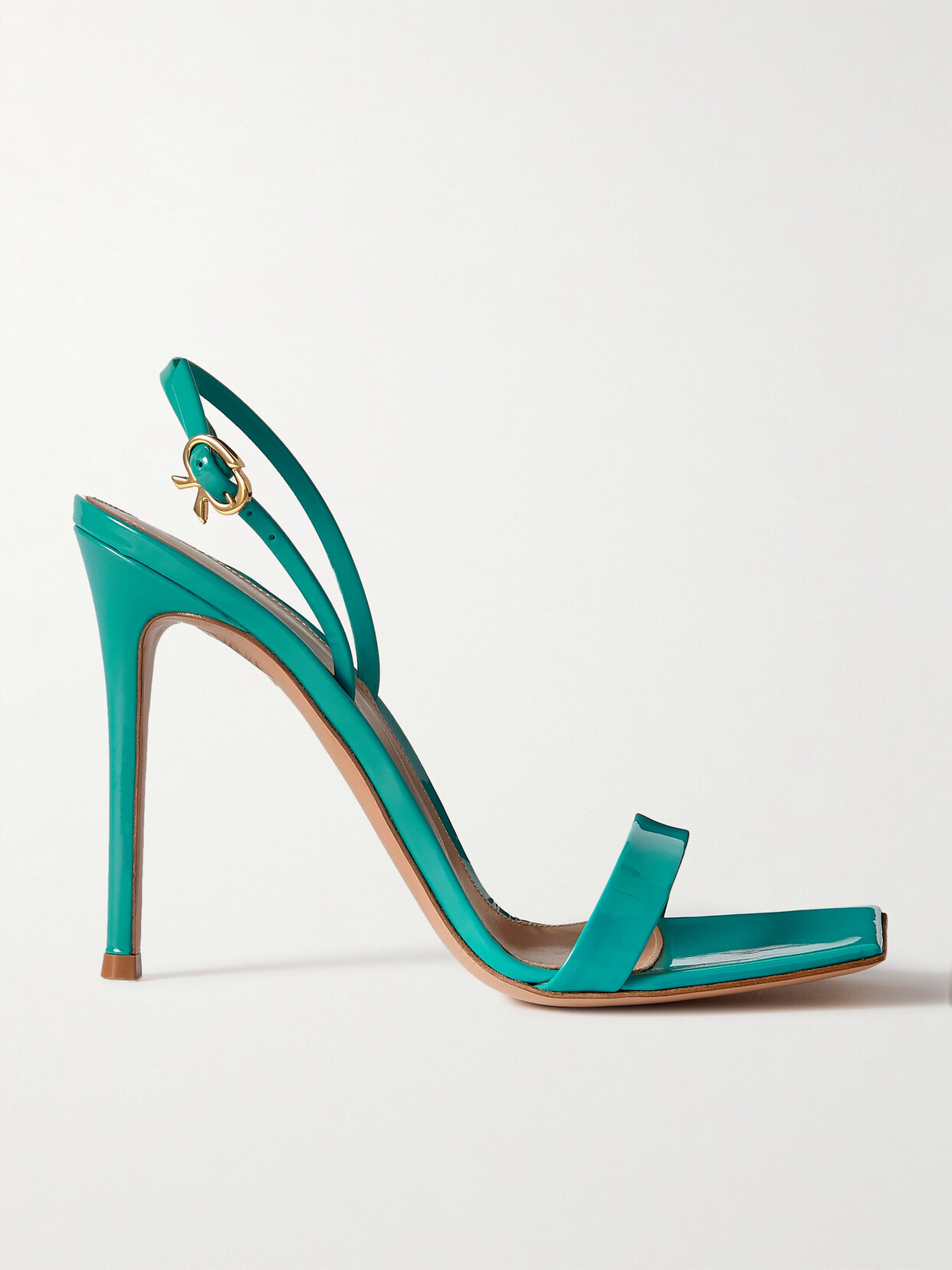 Gianvito Rossi Ribbon 105 Patent-leather Slingback Sandals In Blue