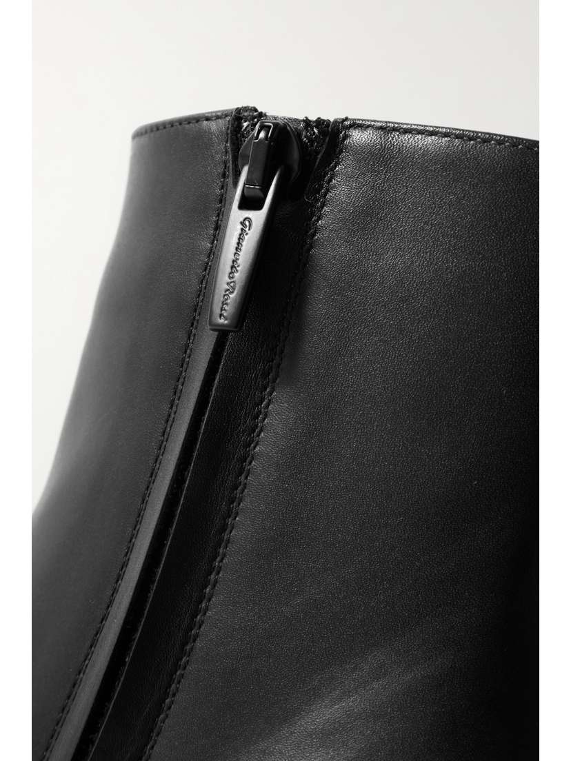 Gianvito Rossi Vitello Glove 55 Leather Ankle Boots - detail view in Black