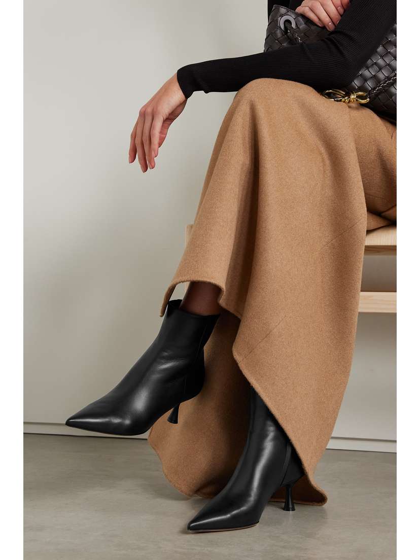 Gianvito Rossi Vitello Glove 55 Leather Ankle Boots - back view in Black