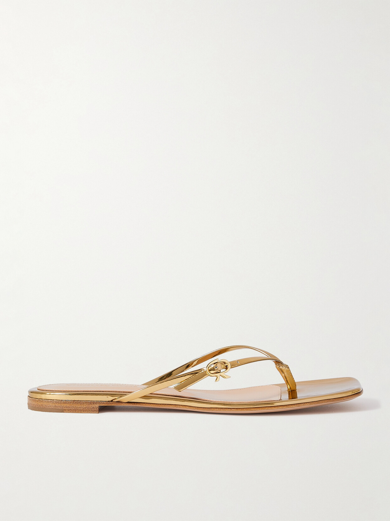 Gianvito Rossi Mirrored-leather Sandals In Gold