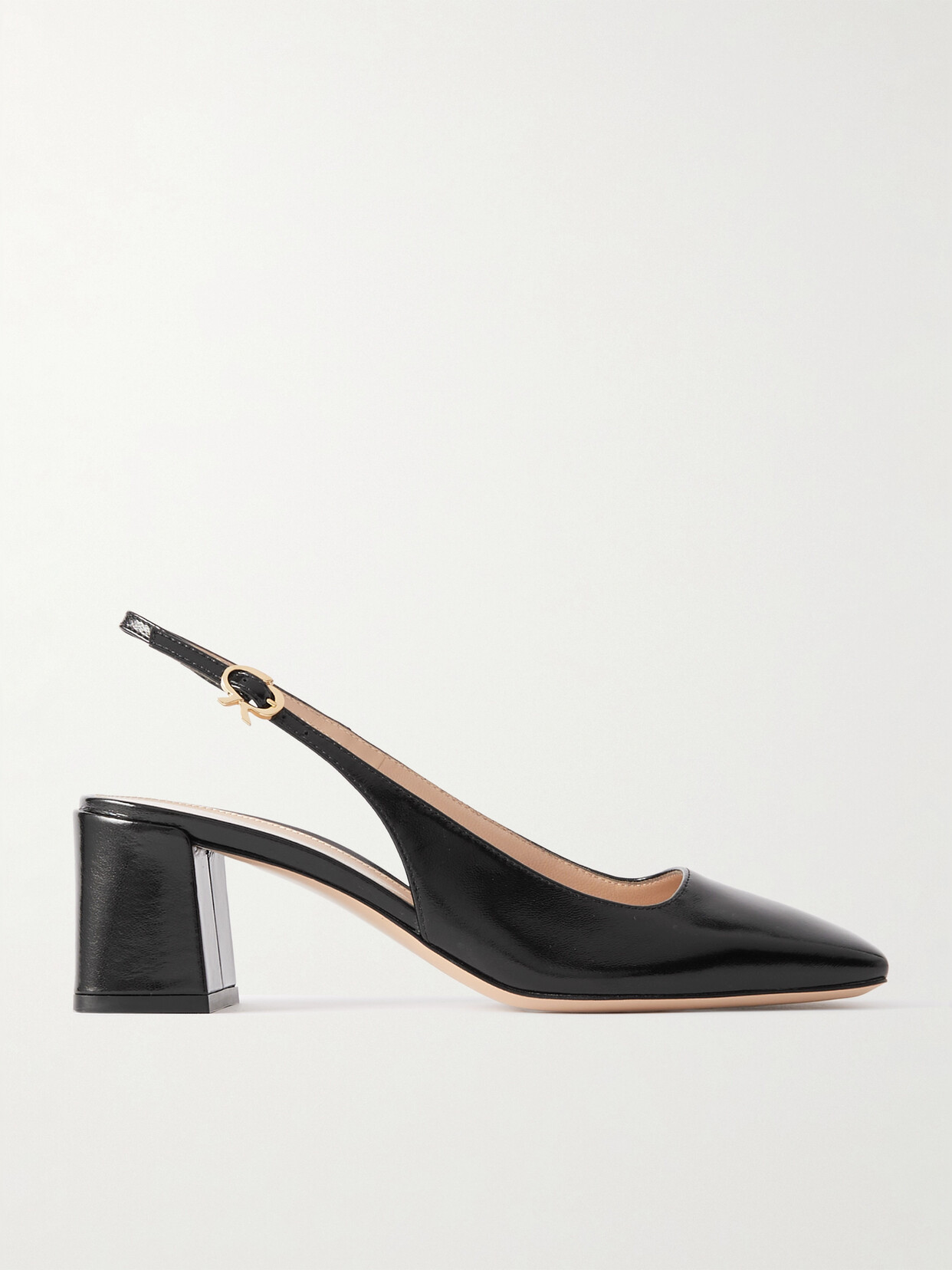 Gianvito Rossi Nuit 55 Glossed-leather Slingback Pumps In Black