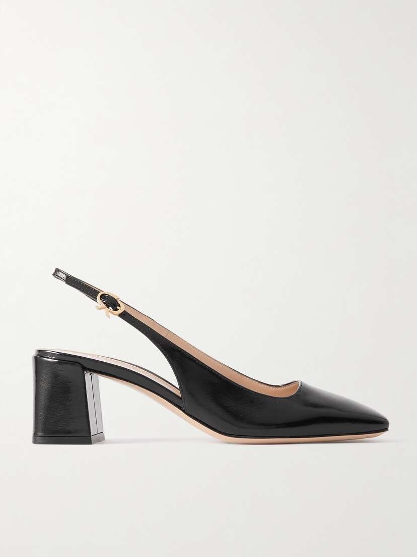 Gianvito Rossi Nuit 55 Glossed-leather Slingback Pumps