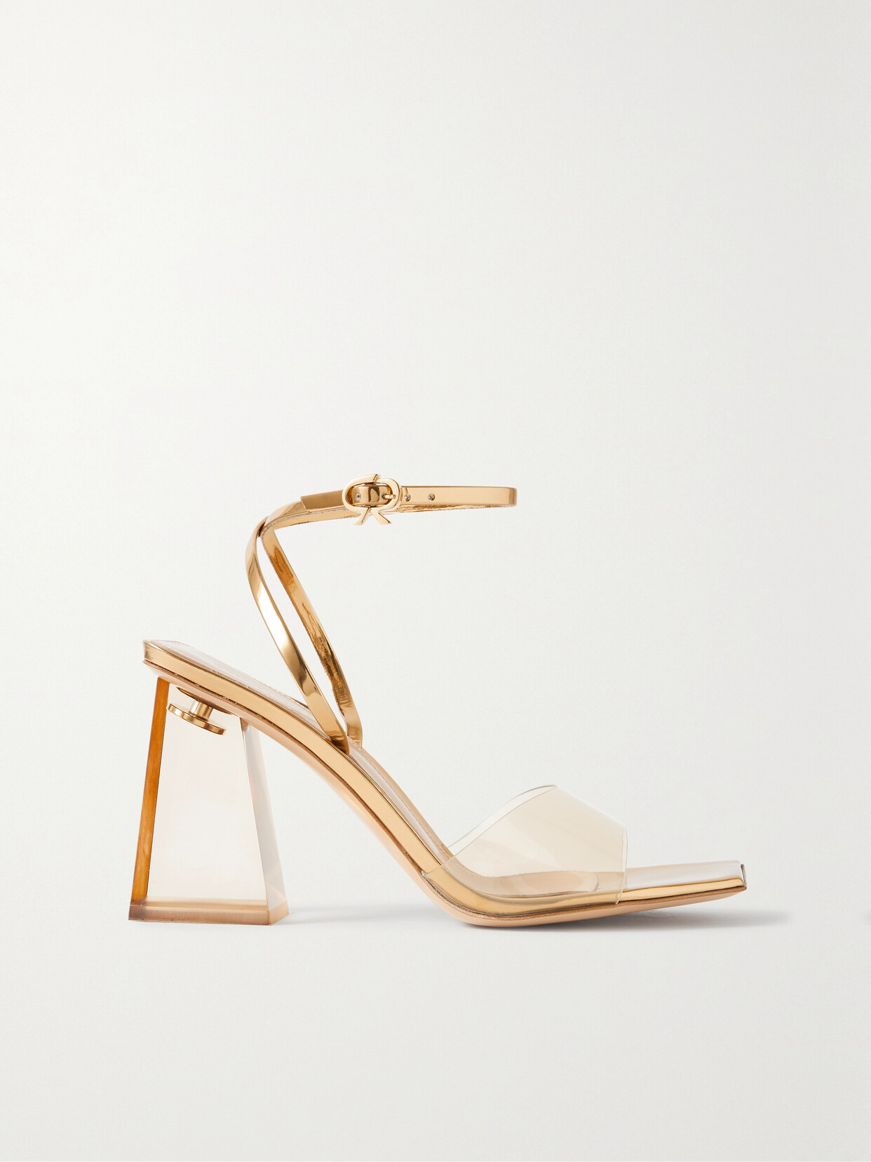 Gianvito Rossi Cosmic 85 Pvc And Metallic Leather Sandals In Gold