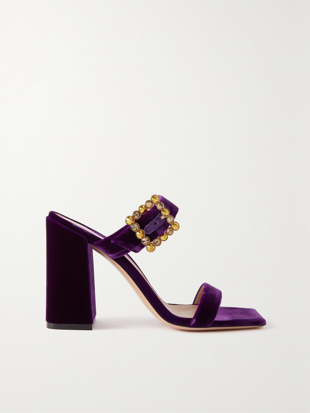 Gianvito Rossi Velluto 95 Crystal-embellished Velvet Sandals - Purple