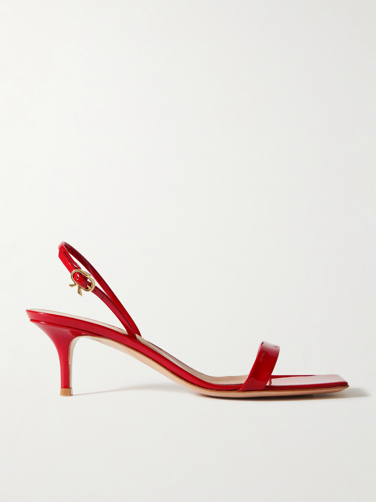 Gianvito Rossi Ribbon 55 Patent-leather Slingback Sandals In Red