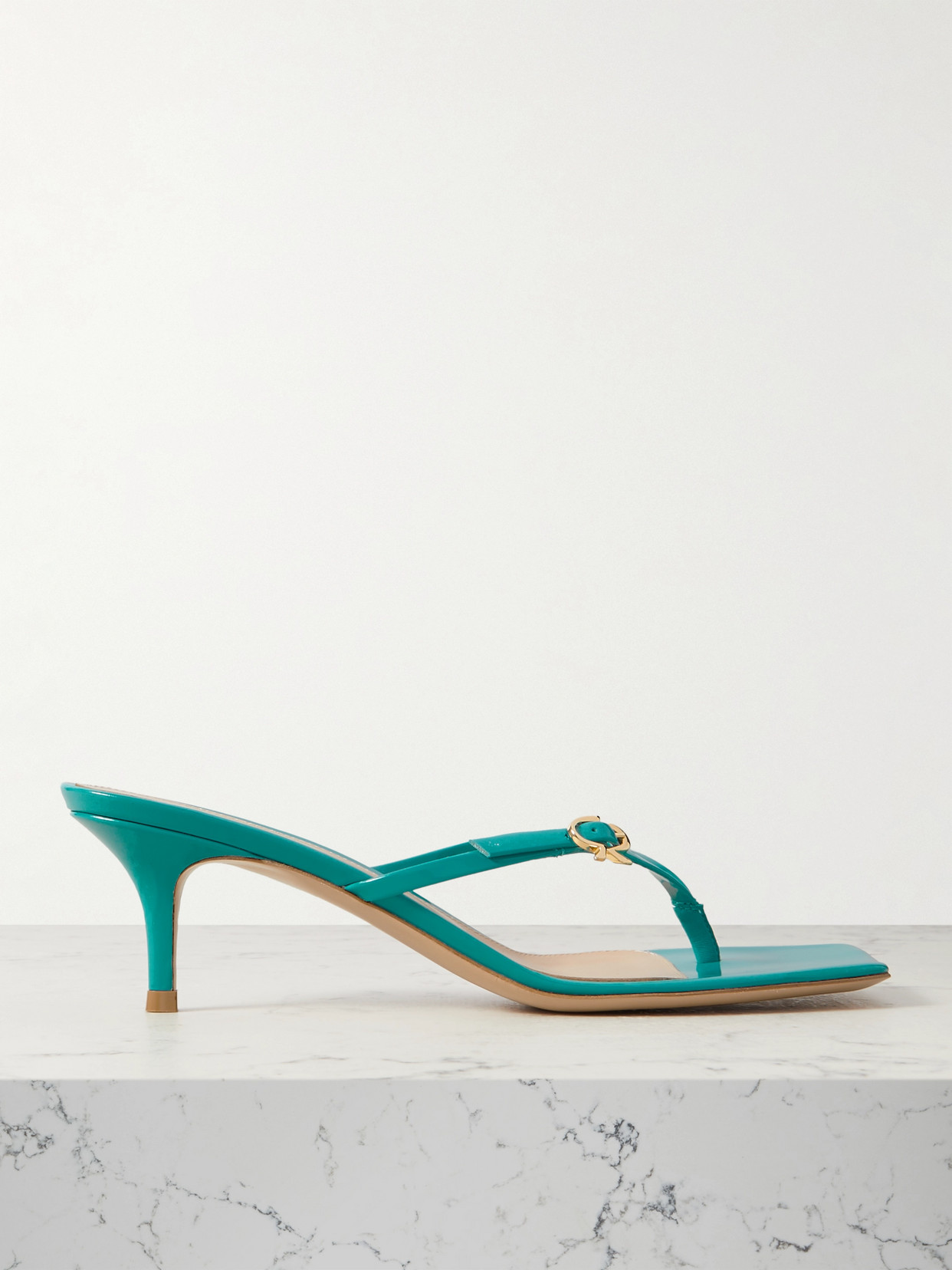 Gianvito Rossi - Vernice 55 Buckled Patent-leather Mules - Blue