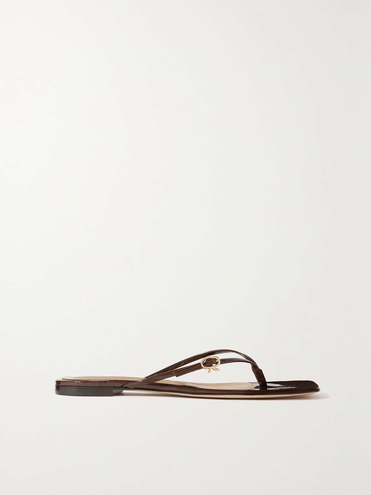 Gianvito Rossi Glossed-leather Sandals In Brown