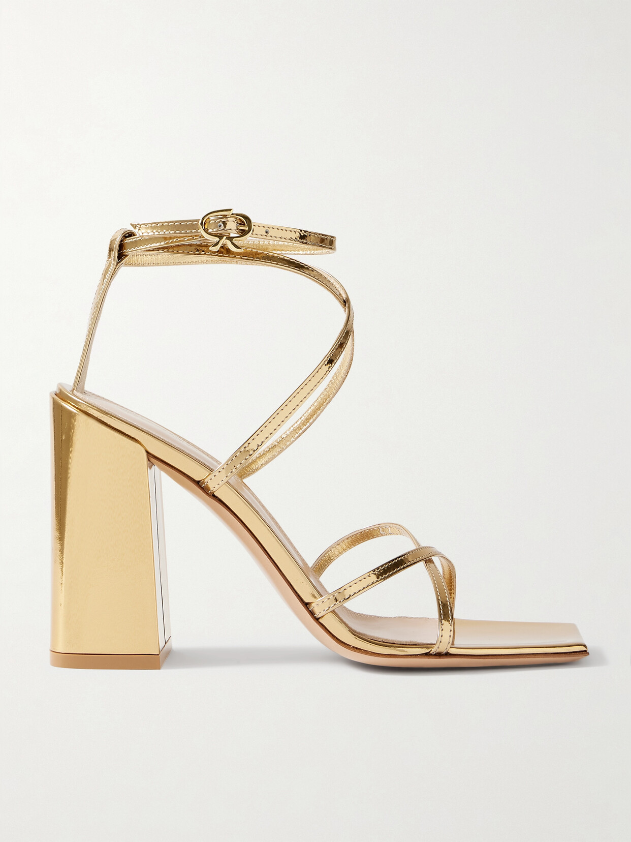 Gianvito Rossi Metal 95 Metallic Patent-leather Sandals In Gold