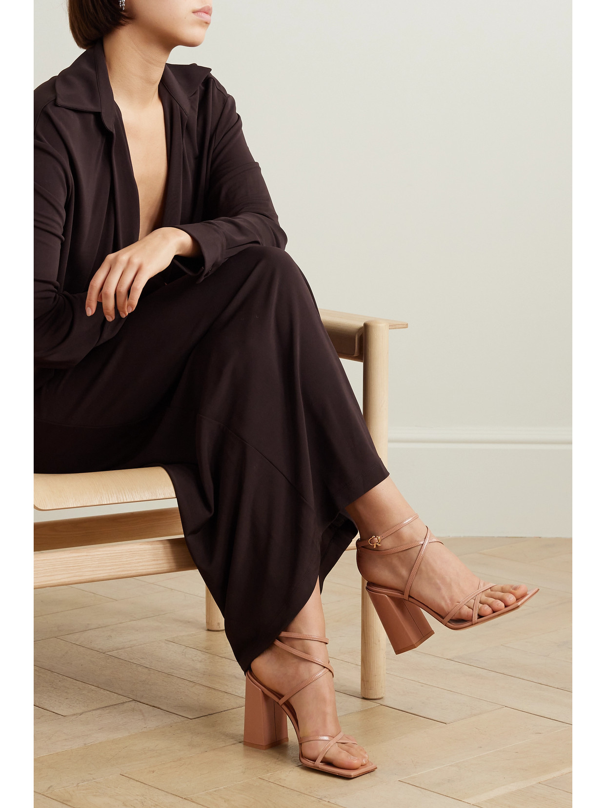 Gianvito Rossi Nuit 95 Patent-leather Sandals In Neutrals