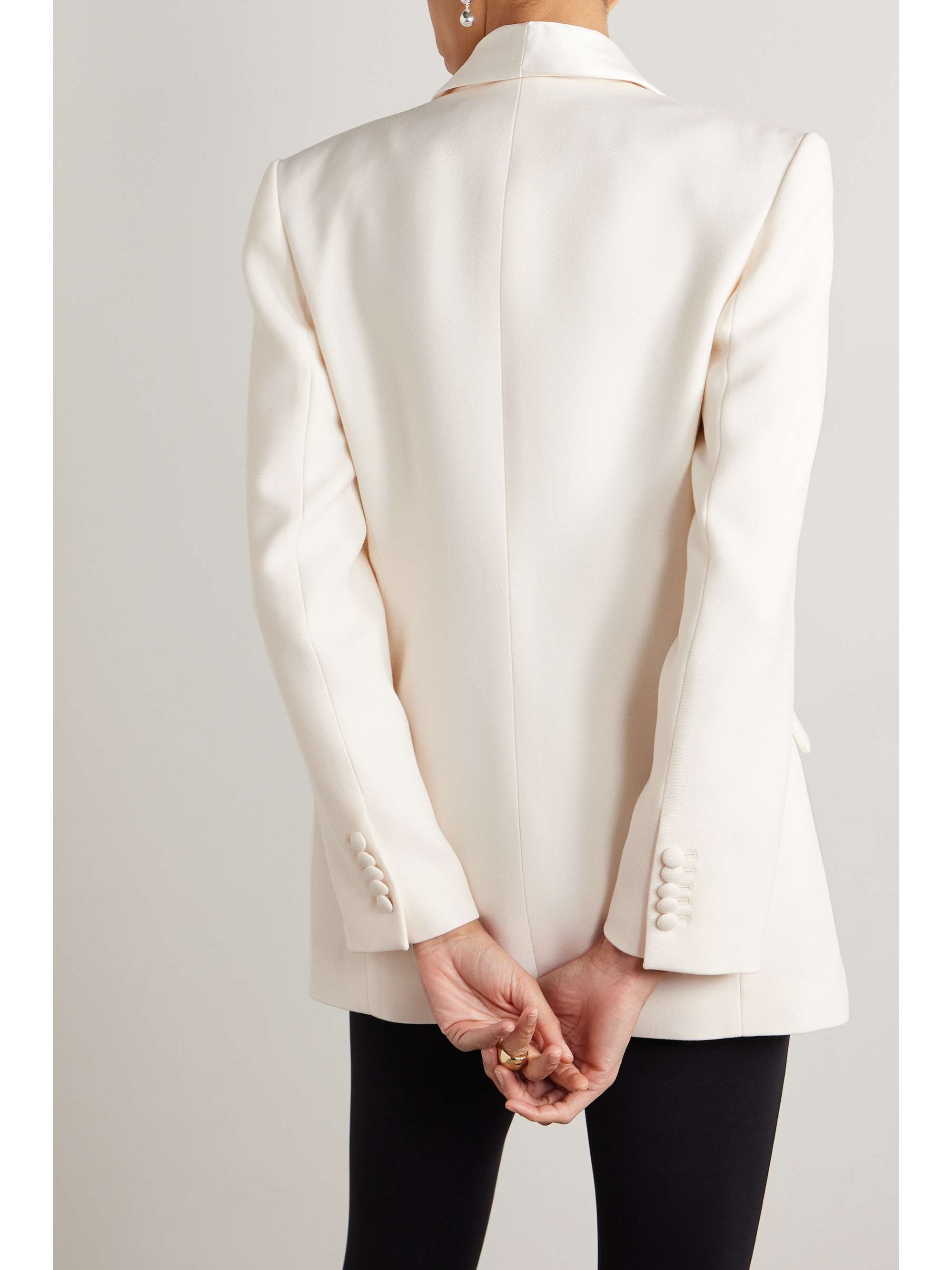 WARDROBE.NYC Satin-trimmed merino wool blazer