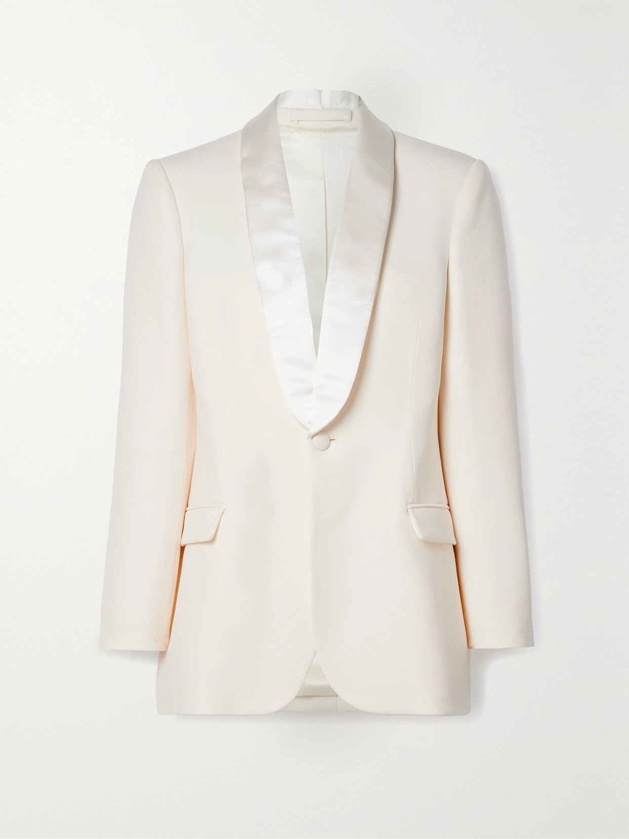 WARDROBE.NYC | Wardrobe. Nyc - Silk-Satin Trimmed Grain de Poudre Wool Blazer - Off-White