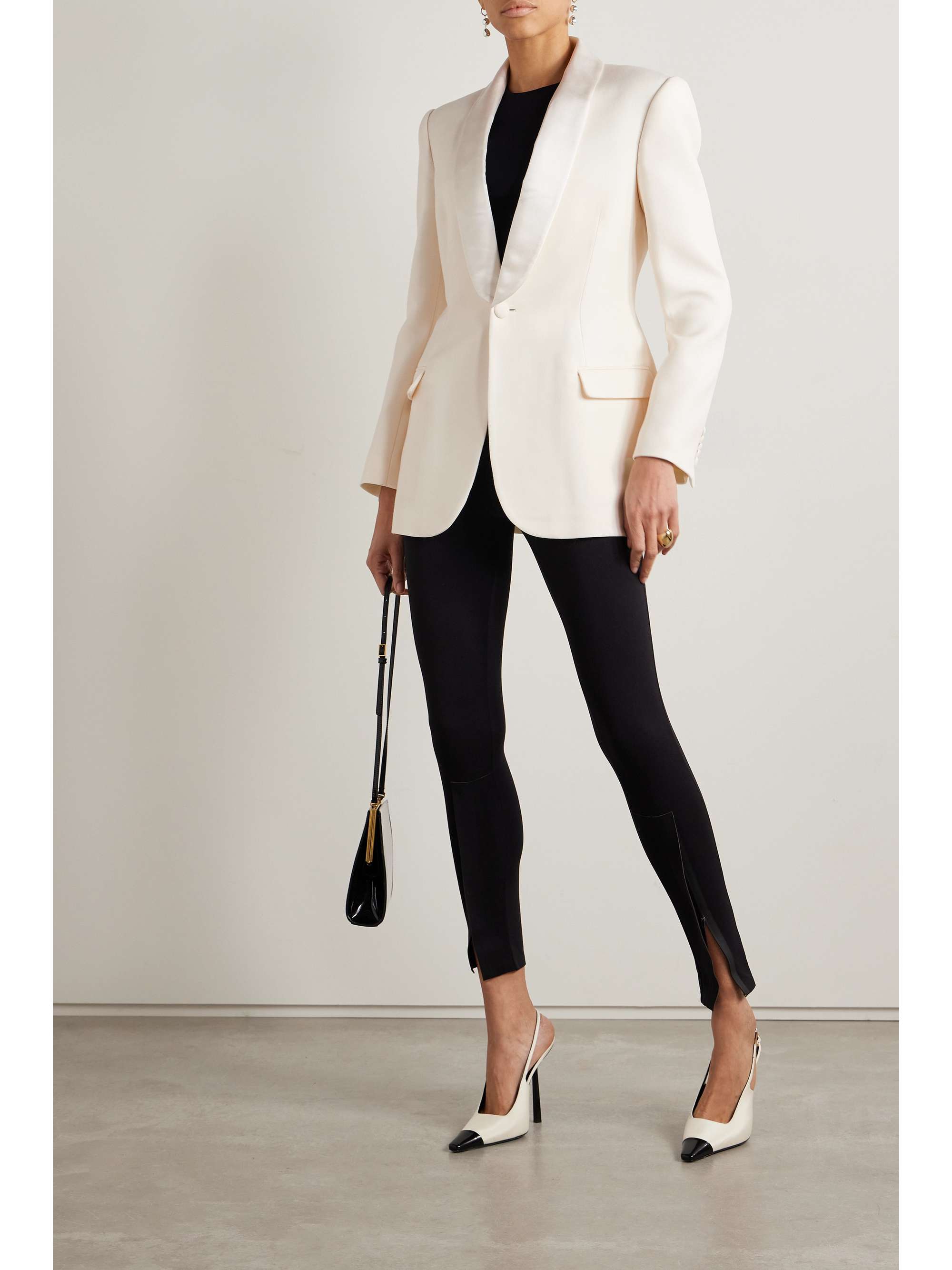 WARDROBE.NYC Satin-trimmed merino wool blazer