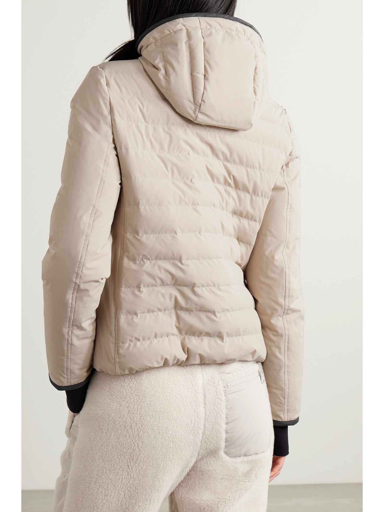 Shop Brunello Cucinelli Hooded Bead-embellished Quilted Down Ski Jacket In Neutrals