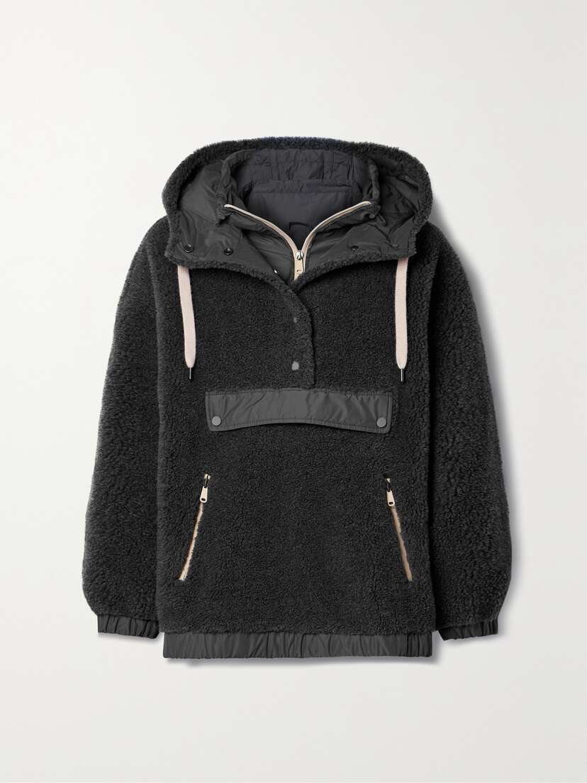 Brunello Cucinelli Hooded Shell-trimmed Wool-blend Fleece Jacket