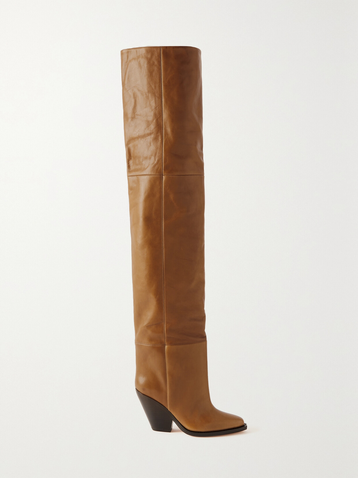 ISABEL MARANT LALEX PANELED LEATHER THIGH BOOTS