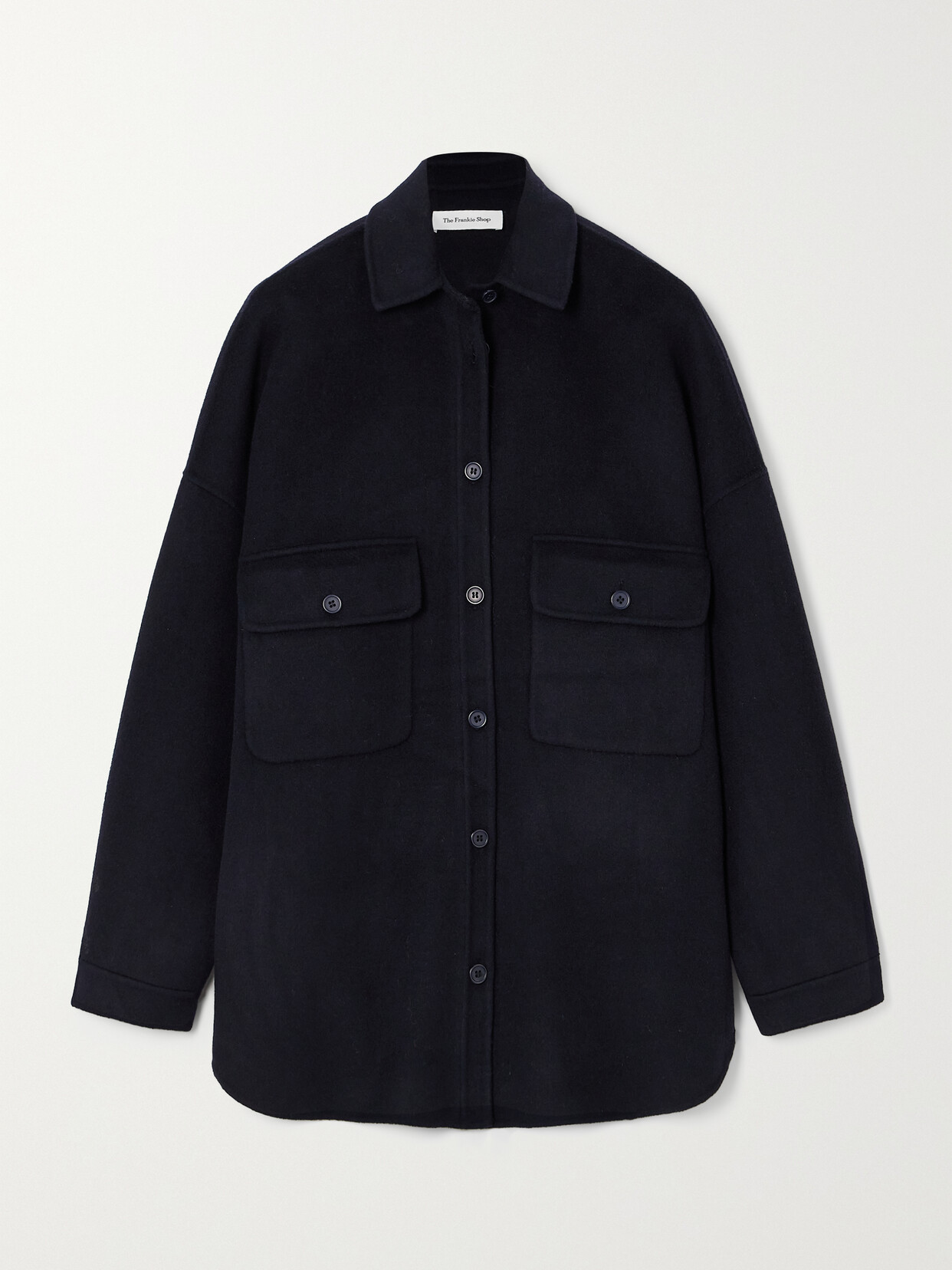 Shop The Frankie Shop Dallas Wool-blend Felt Overshirt In Blue