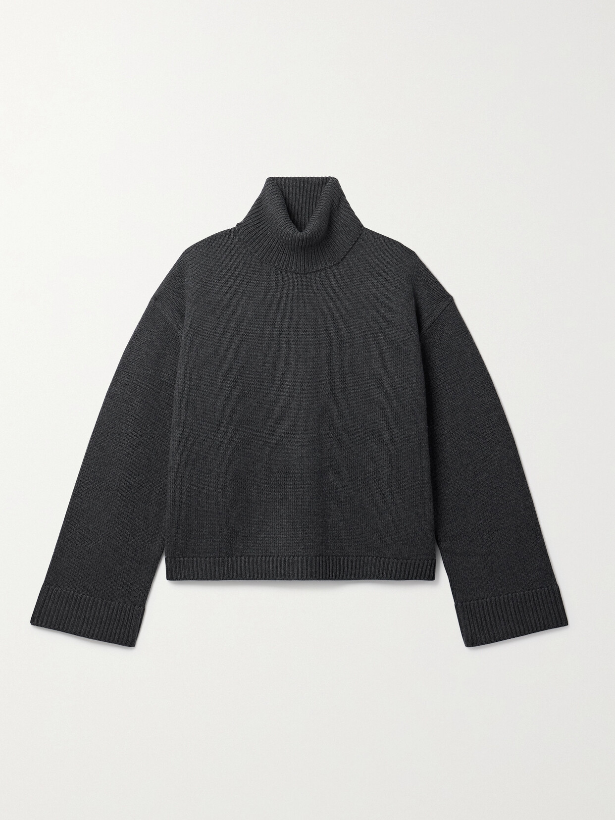 The Frankie Shop - Rhea Trapeze Wool And Cotton-blend Turtleneck Sweater - Gray