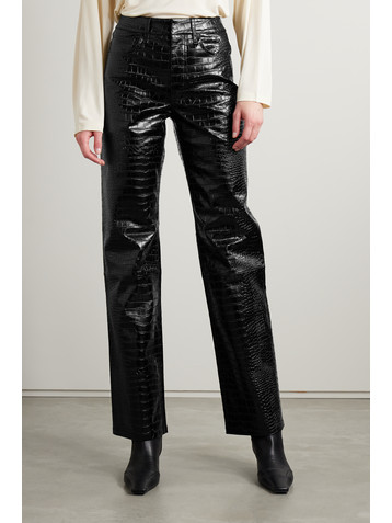 The Frankie Shop Bonnie croc-effect faux leather straight-leg pant