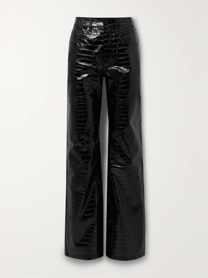 The Frankie Shop Bonnie Croc-effect Faux Leather Straight-leg Pant