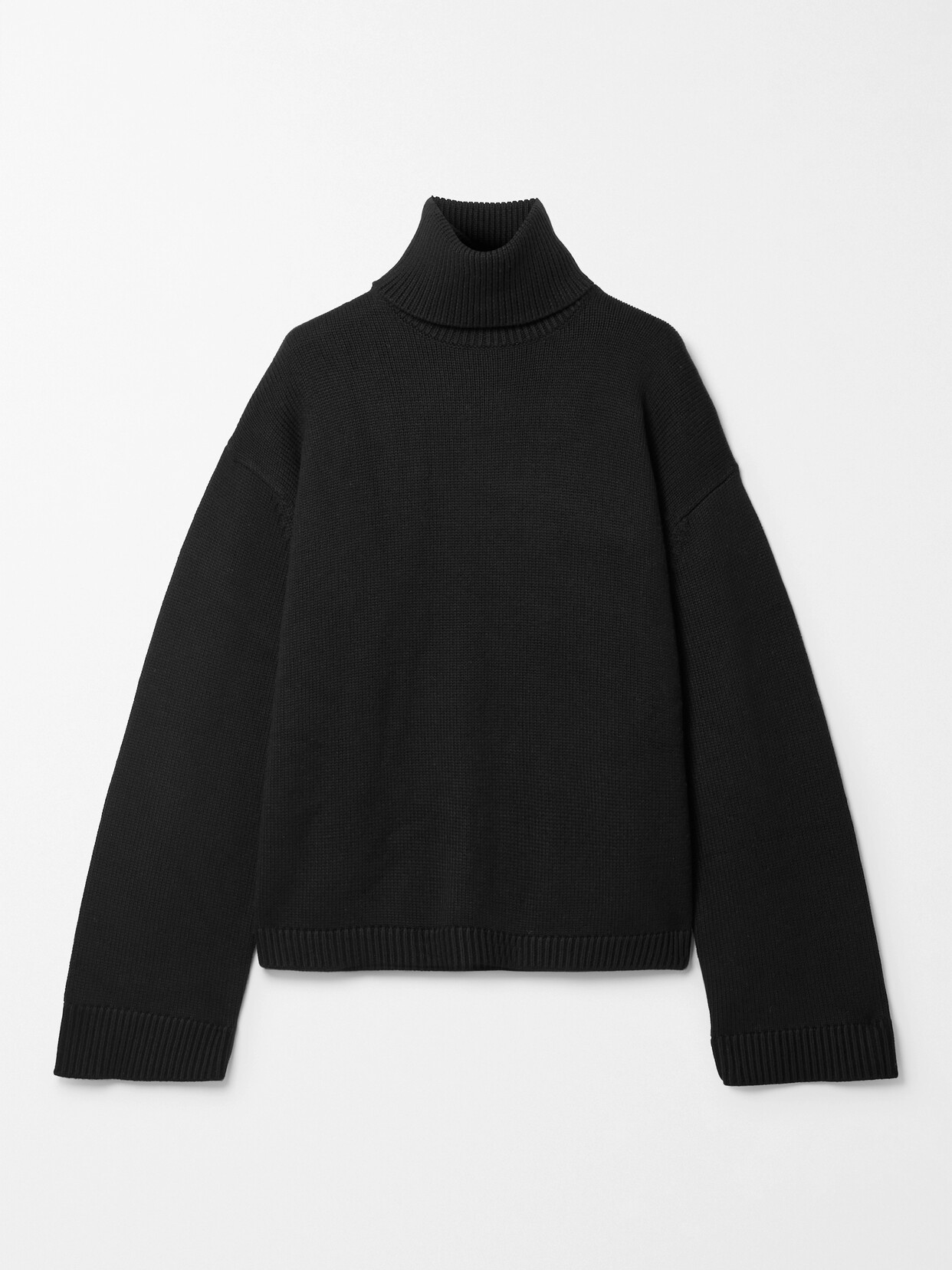 The Frankie Shop Rhea Trapeze Wool And Cotton-blend Turtleneck Jumper In Black