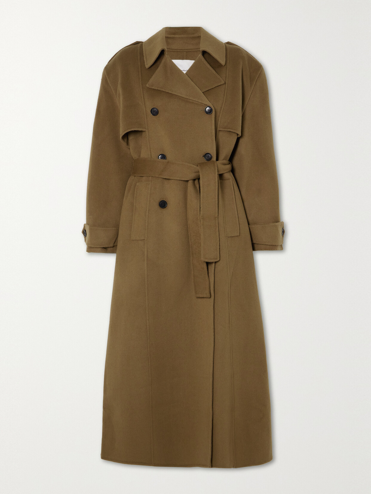 The Frankie Shop - Nikola Oversized Double-breasted Belted Wool And Cashmere-blend Trench Coat - Brown