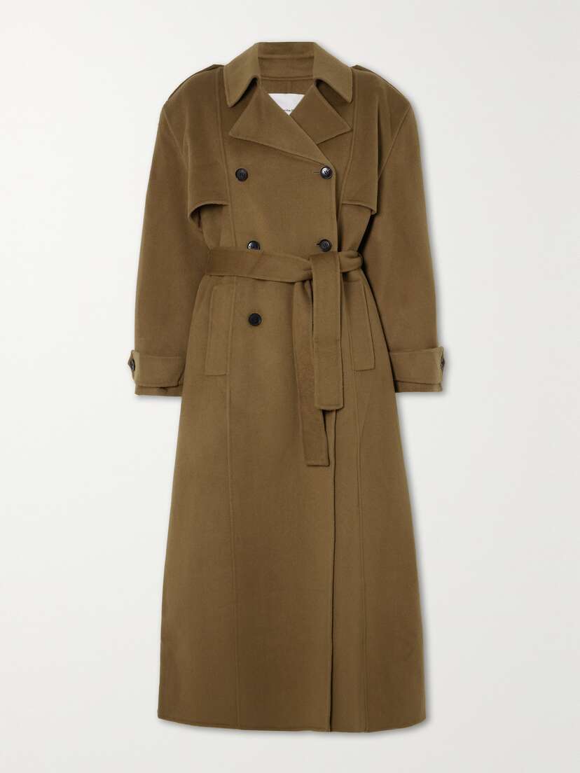 The Frankie Shop Nikola Oversized Double-breasted Belted Wool And Cashmere-blend Trench Coat