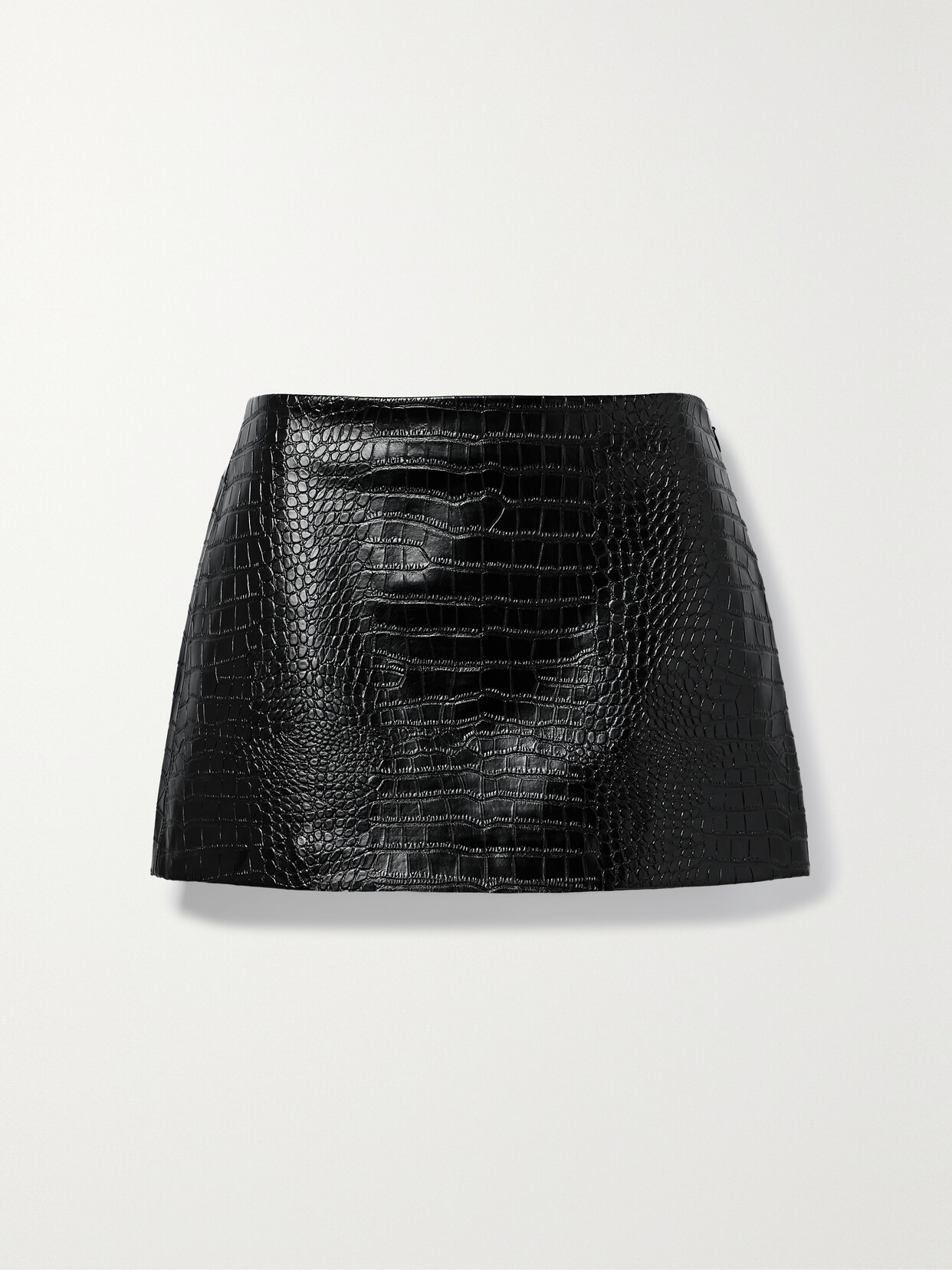 Shop The Frankie Shop Mary Croc-effect Faux Leather Mini Skirt In Black