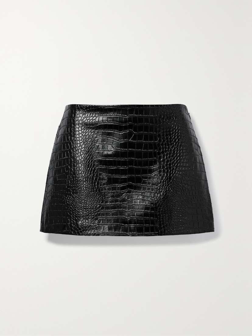 The Frankie Shop Mary Croc-effect Faux Leather Mini Skirt