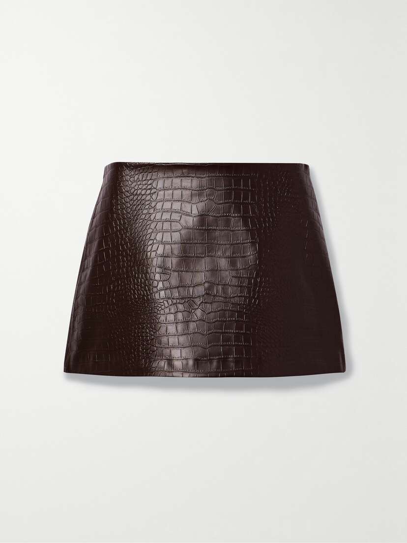 The Frankie Shop Mary Croc-effect Faux Leather Mini Skirt - x large