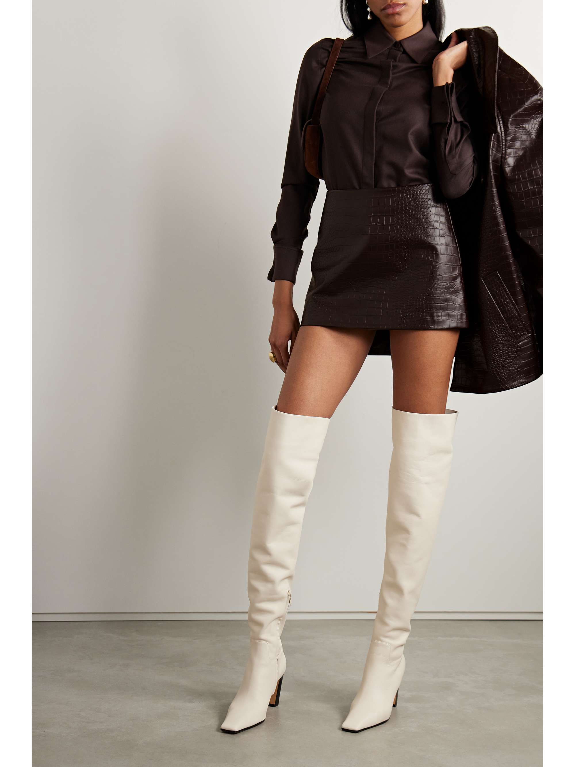 THE FRANKIE SHOP Mary croc-effect faux leather mini skirt