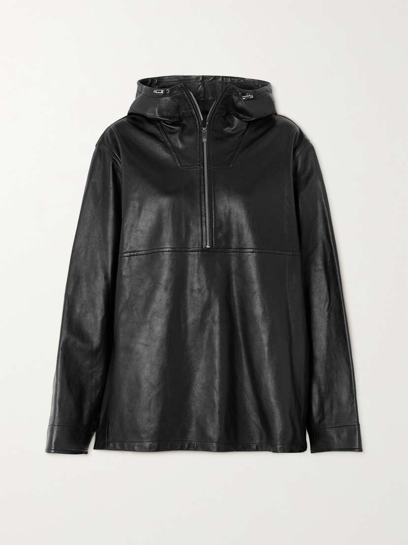 TOTEME Hooded Leather Half-zip Jacket