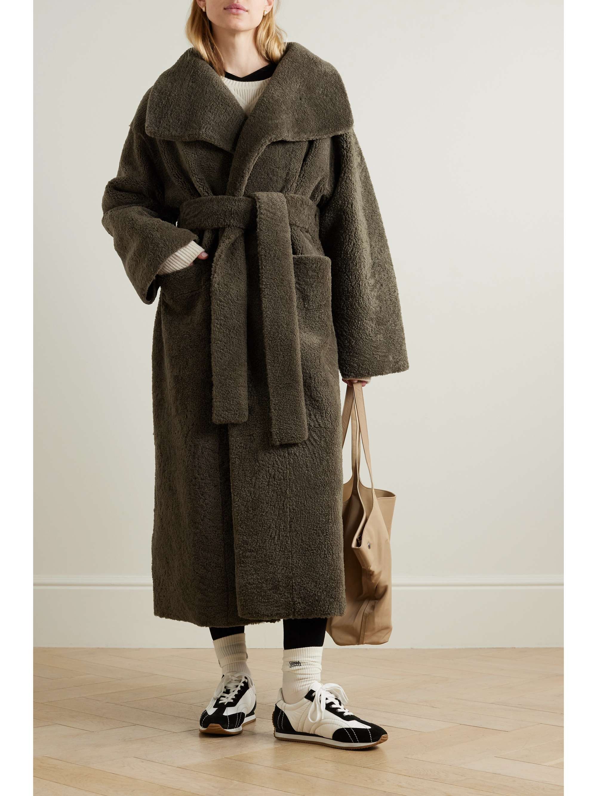 TOTEME Belted shearling coat | NET-A-PORTER