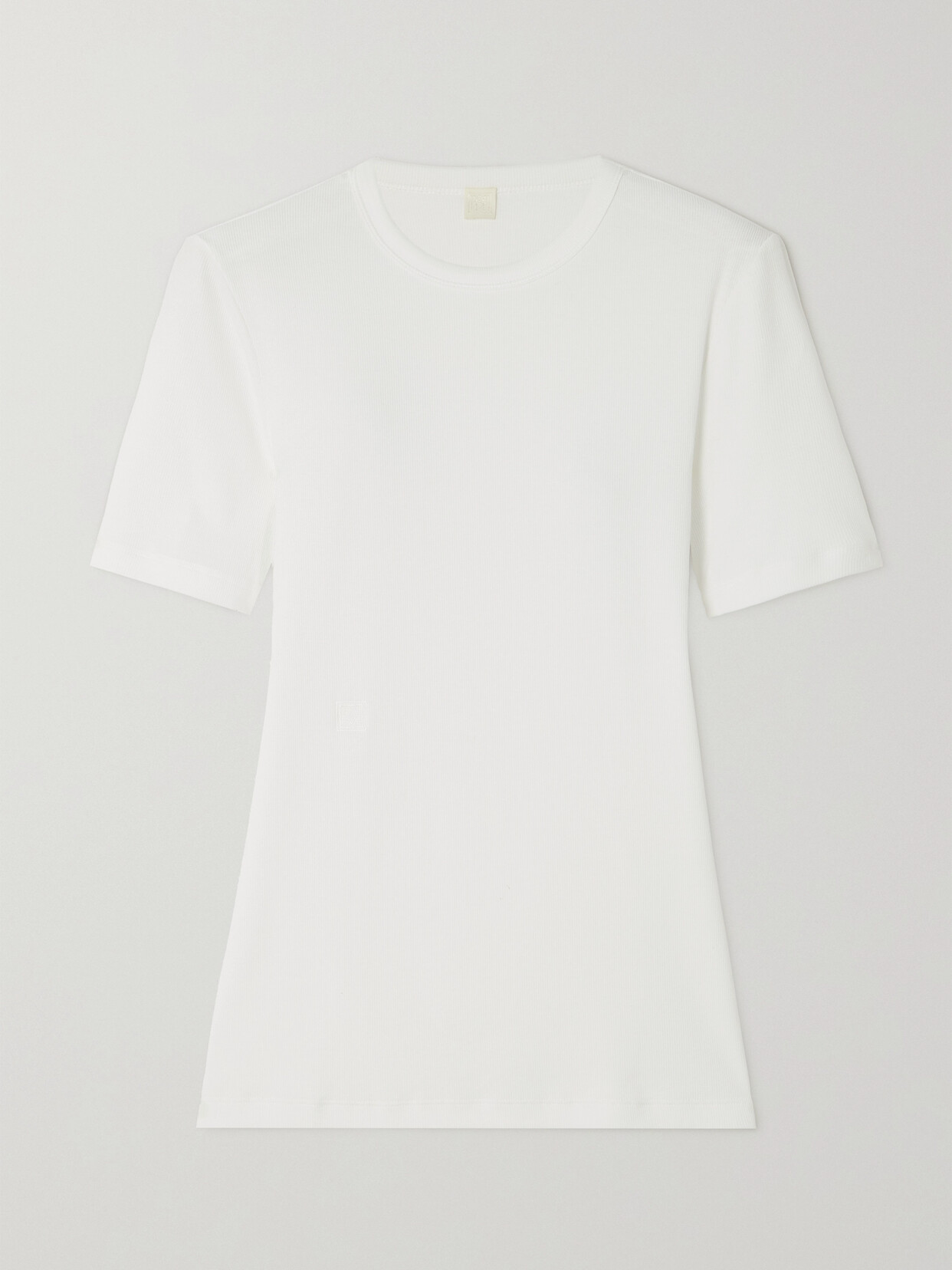 Totême Embroidered Ribbed Stretch-cotton Jersey T-shirt In White