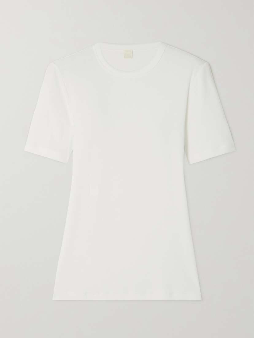 TOTEME Embroidered Ribbed Stretch-cotton Jersey T-shirt