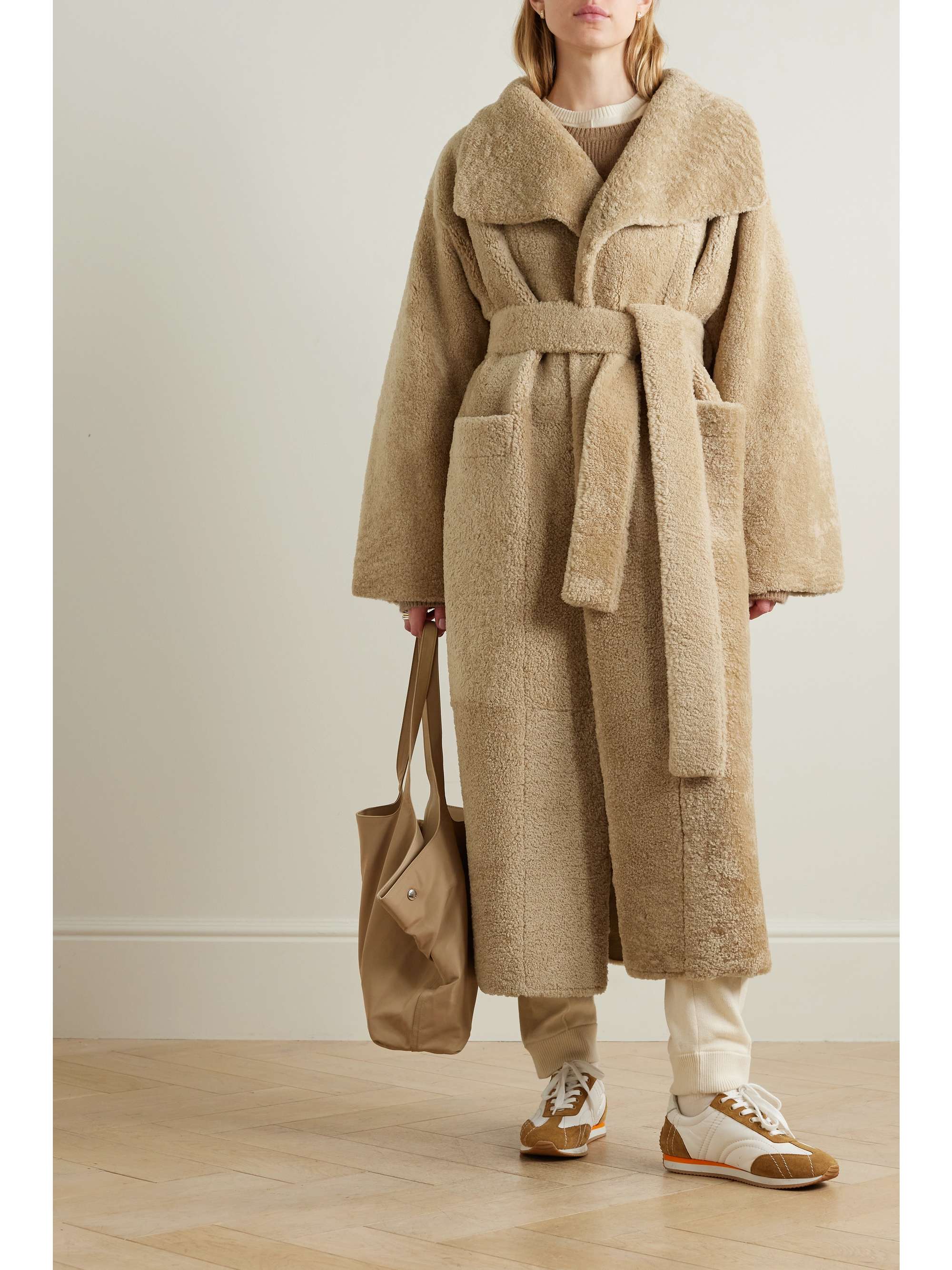 TOTEME Belted shearling coat | NET-A-PORTER