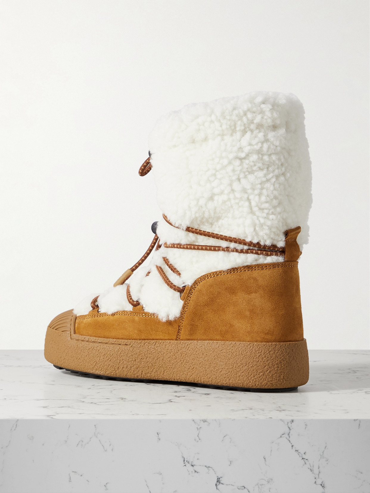 Shop Moon Boot Ltrack Shearling Snow Boots In Brown