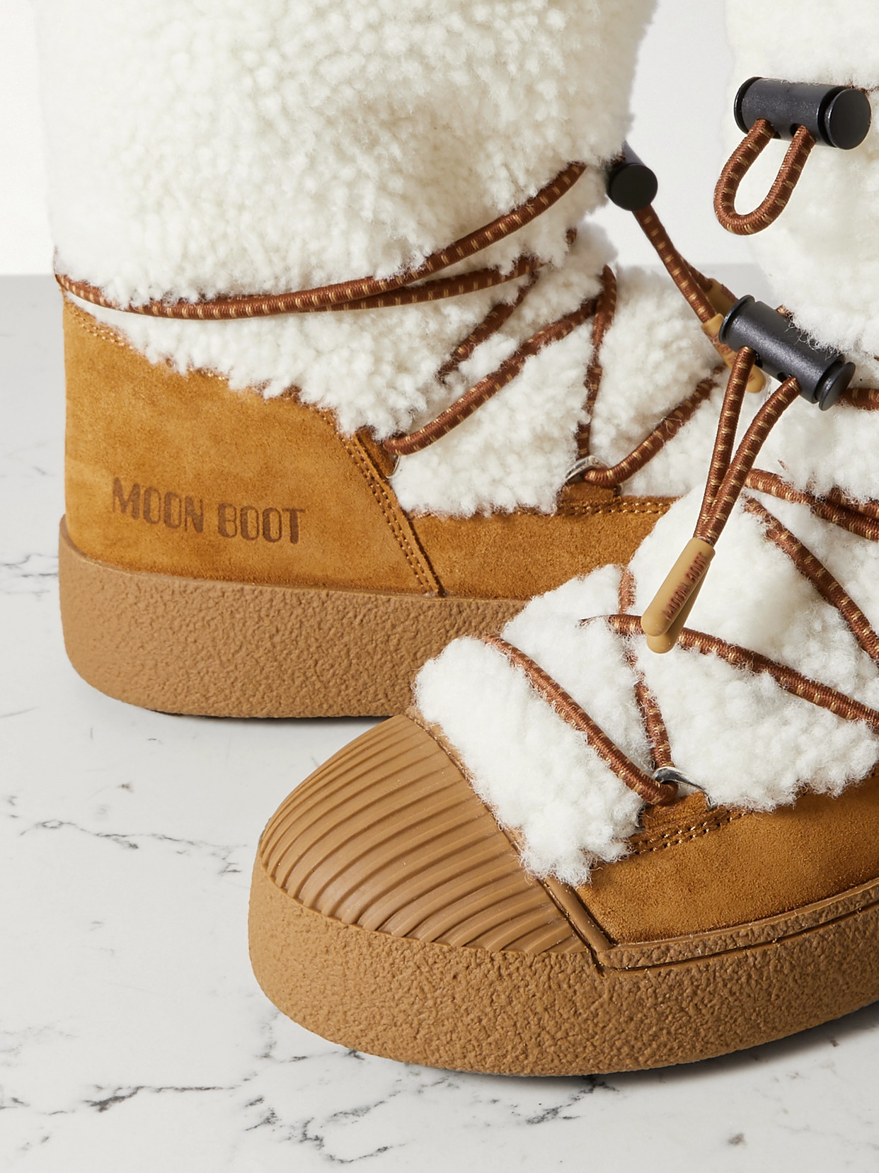 Shop Moon Boot Ltrack Shearling Snow Boots In Brown