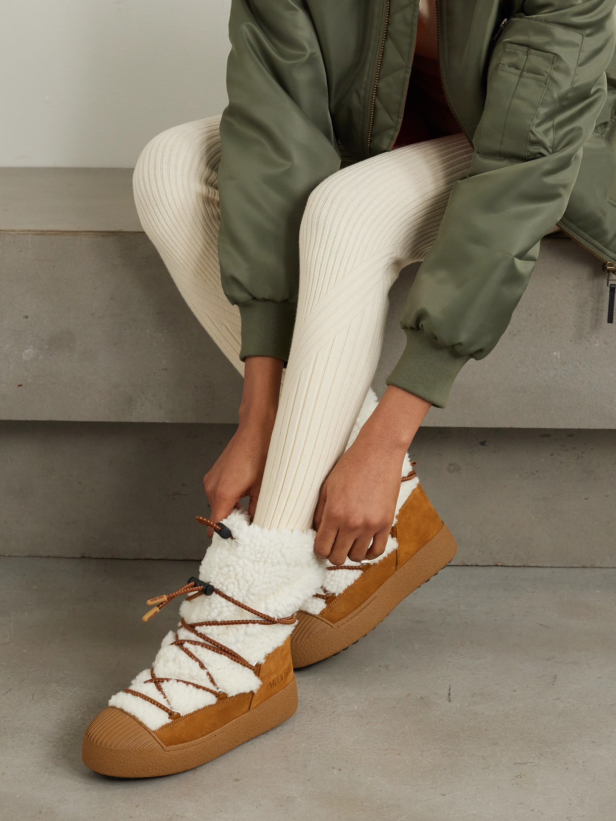 Moon Boot Ltrack Polar Shearling Boots In Brown