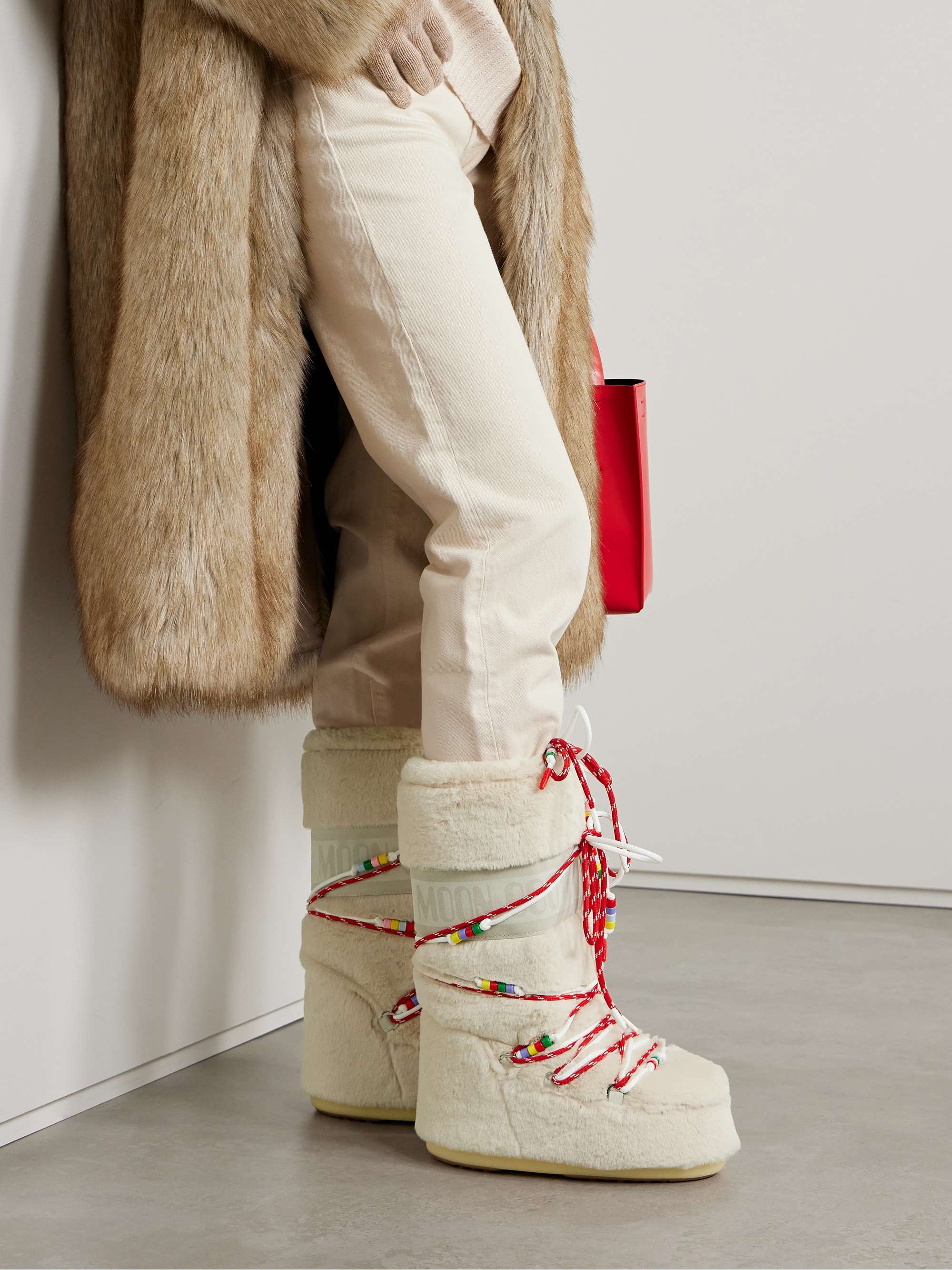 MOON BOOT Icon suede-trimmed faux fur snow boots