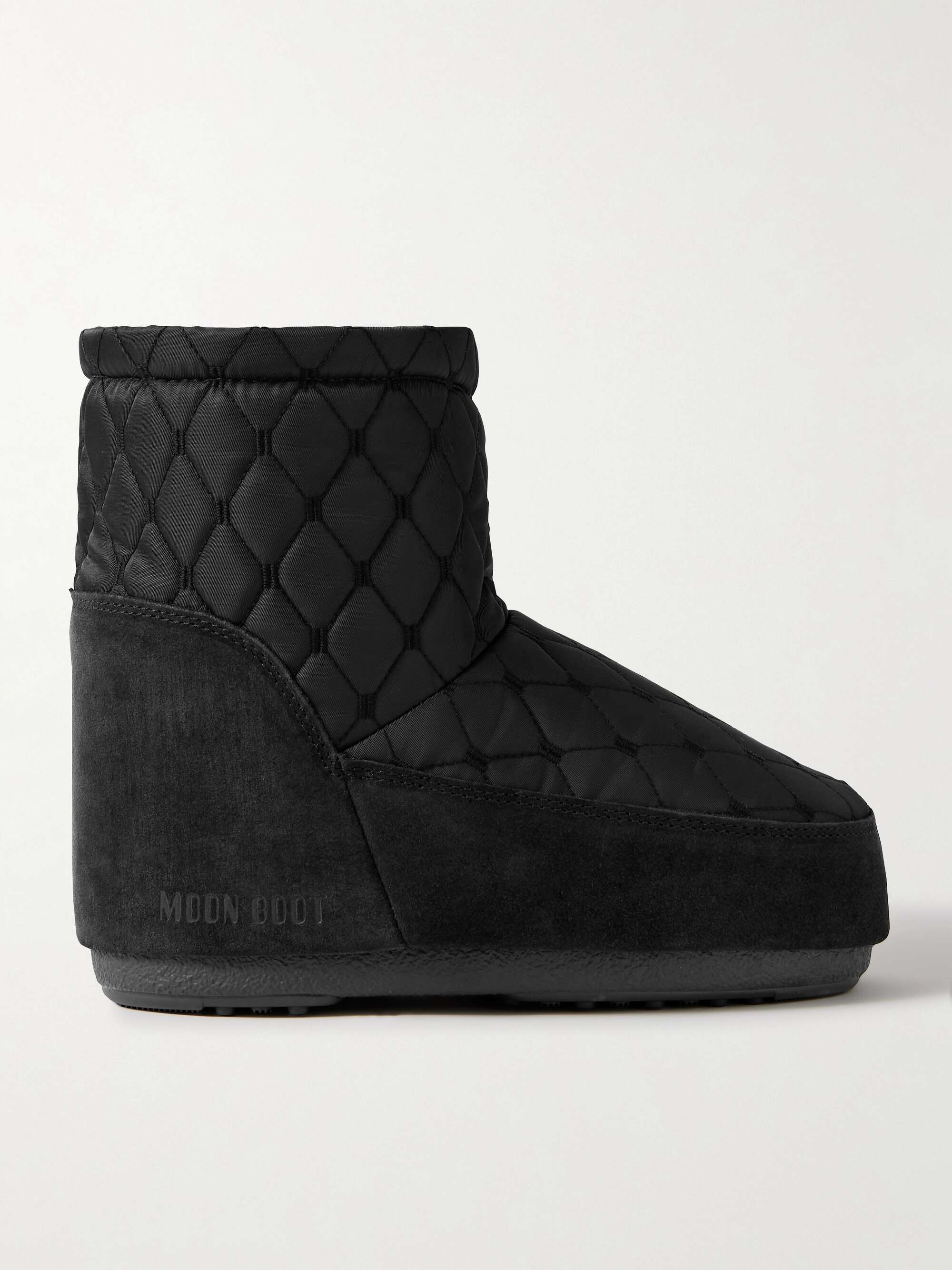 MOON BOOT Icon Low suede-trimmed quilted shell snow boots | NET-A-PORTER