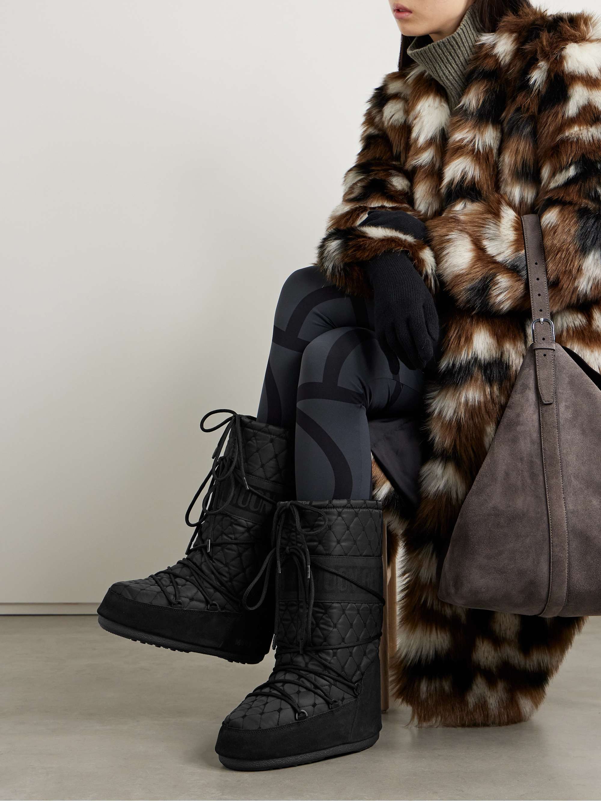 MOON BOOT Icon shell and faux leather snow boots