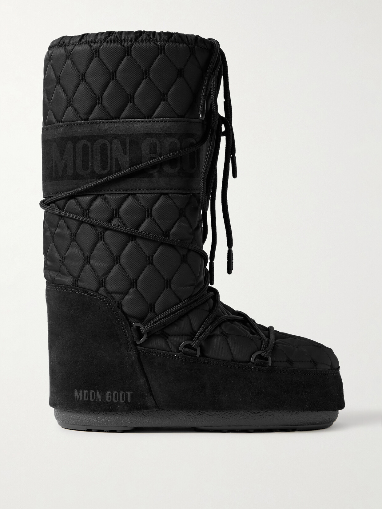 Shop Moon Boot Icon Suede-trimmed Quilted Shell Snow Boots In Black